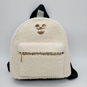 Disney Mickey Mouse Cream Faux Fur Sherpa Dome Backpack Carry on Bag by Bioworld